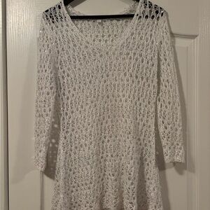 Roz & Ali White Sparkle Crochet Top